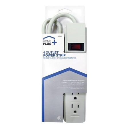 Home Plus FS-072-2FT 4 Outlet White Power Strip